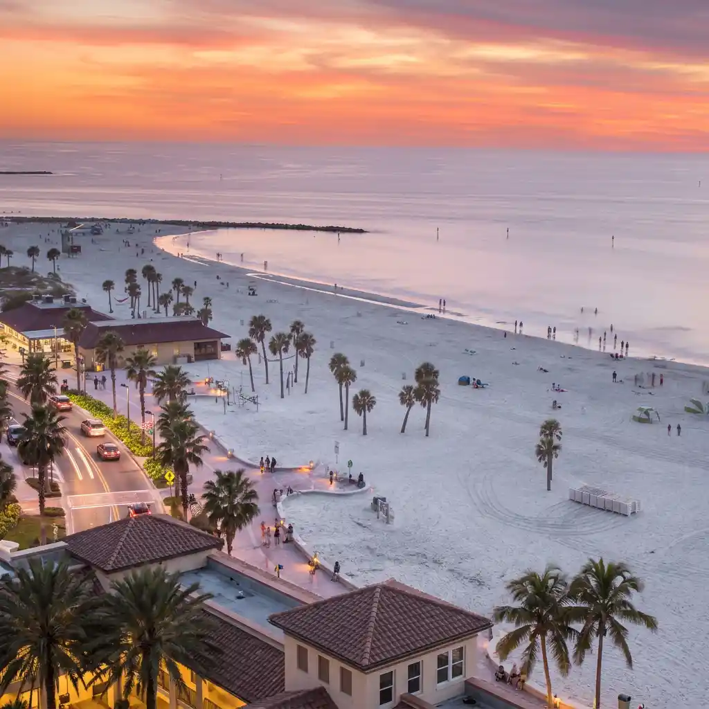 Clearwater Beach turquoise Gulf water and dolphin watching territory